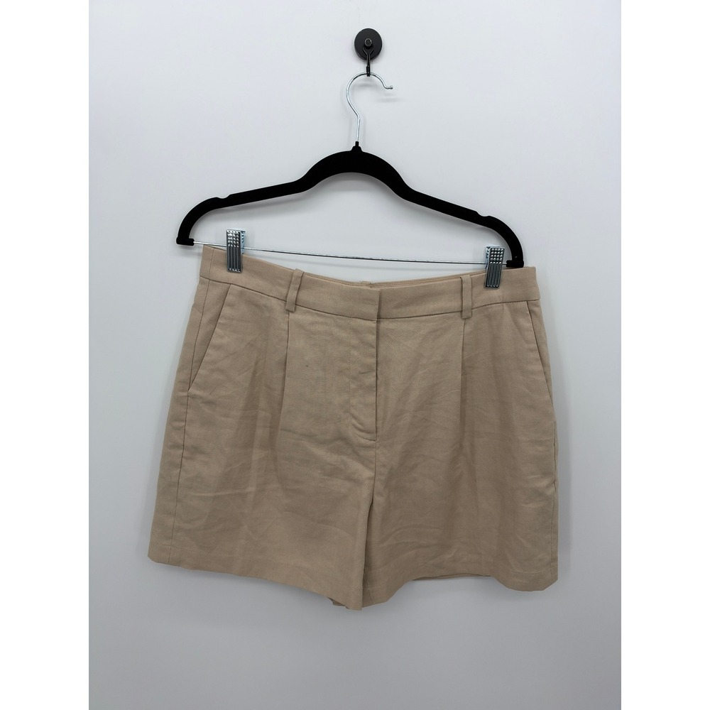 J.Crew Womens Tan Pleated Linen Blend Shorts Size 10 Capsule Minimalist
